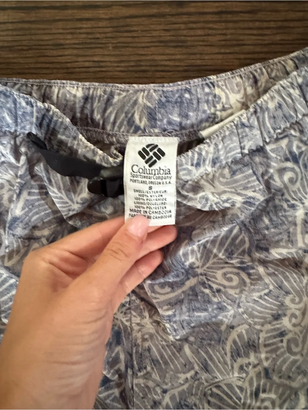 Columbia Blue & White Patterned Casual Shorts